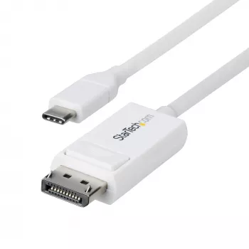 StarTech.com 6 pėdų (2 m) USB-C į DisplayPort 1.2 laidas, dvikryptis, 4K 60 Hz, baltas vaizdo adapterio laidas, skirtas Apple MacBook Pro / Air M1 M2 M3 M4, Mac Mini / Studio, Thunderbolt suderinamas