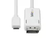 StarTech.com 6 pėdų (2 m) USB-C į DisplayPort 1.2 laidas, dvikryptis, 4K 60 Hz, baltas vaizdo adapterio laidas, skirtas Apple MacBook Pro / Air M1 M2 M3 M4, Mac Mini / Studio, Thunderbolt suderinamas