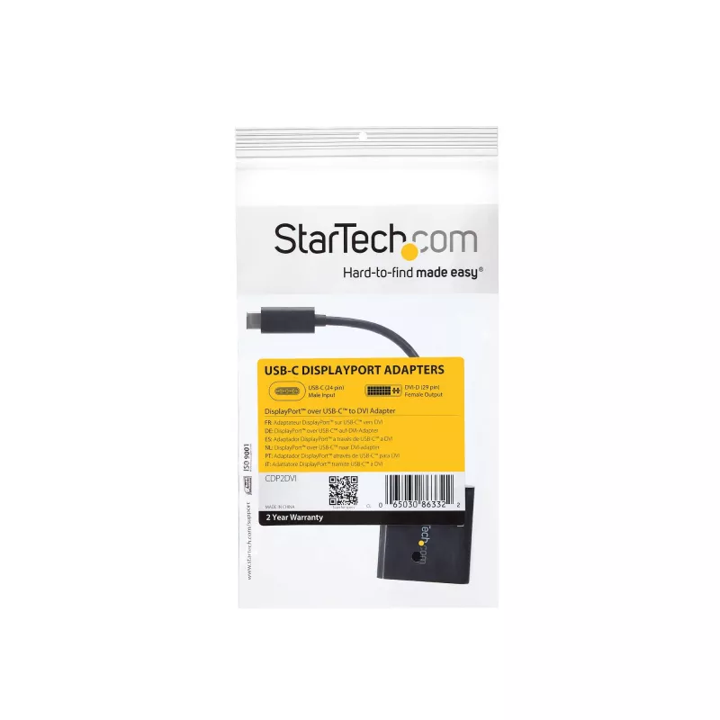 StarTech.com USB-C į DVI adapteris – juodas – 1920x1200 – USB Type-C vaizdo keitiklis jūsų DVI-D ekranui / monitoriui / projektoriui – atnaujinta versija CDP2DVIEC