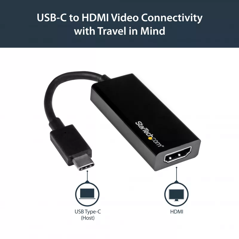 StarTech.com USB-C į HDMI adapteris su 4K 30Hz - juodas, 3.2 Gen 2 (3.1 Gen 2), USB Type-C, HDMI išvestis, 3840 x 2160 pikselių