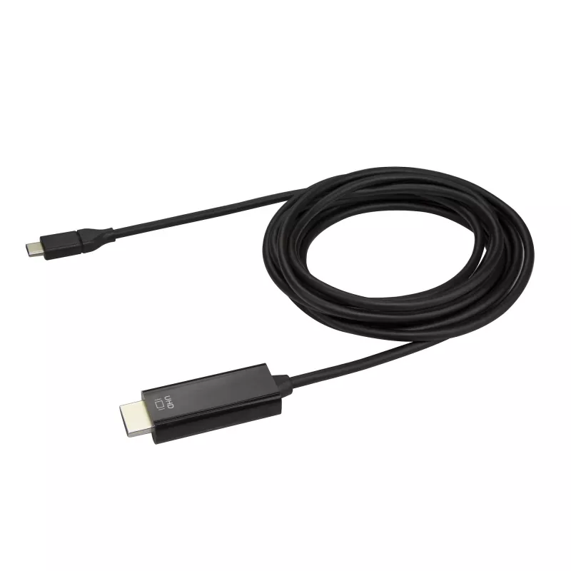 StarTech.com 3 m USB-C į HDMI kabelis - 4K 60 Hz USB Type-C į HDMI 2.0 vaizdo adapterio kabelis - Thunderbolt 3 suderinamas - nešiojamojo kompiuterio prie HDMI monitoriaus/ekrano - DP 1.2 Alt Mode HBR2 - juodas