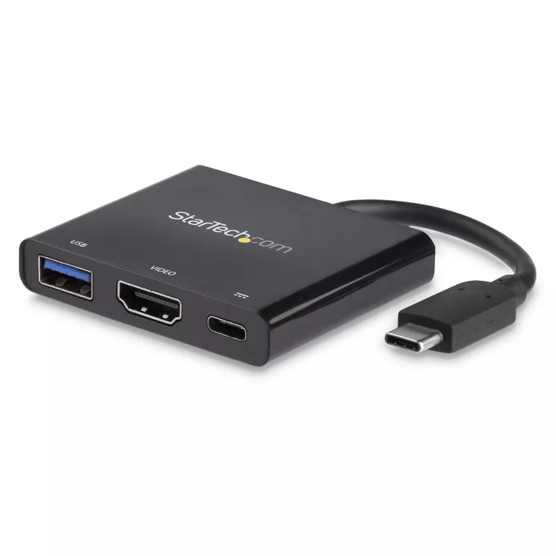 StarTech.com USB-C kelių prievadų adapteris su HDMI - USB 3.0 prievadas - 60 W PD - juodas