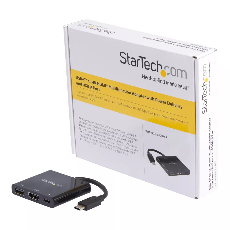 StarTech.com USB-C kelių prievadų adapteris su HDMI - USB 3.0 prievadas - 60 W PD - juodas