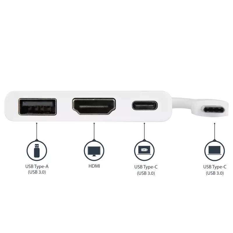 StarTech.com USB-C universali jungtis su HDMI – USB 3.0 prievadas – 60 W PD – balta