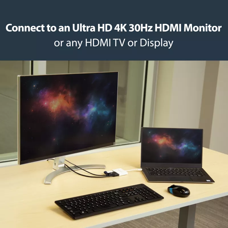 StarTech.com USB-C universali jungtis su HDMI – USB 3.0 prievadas – 60 W PD – balta