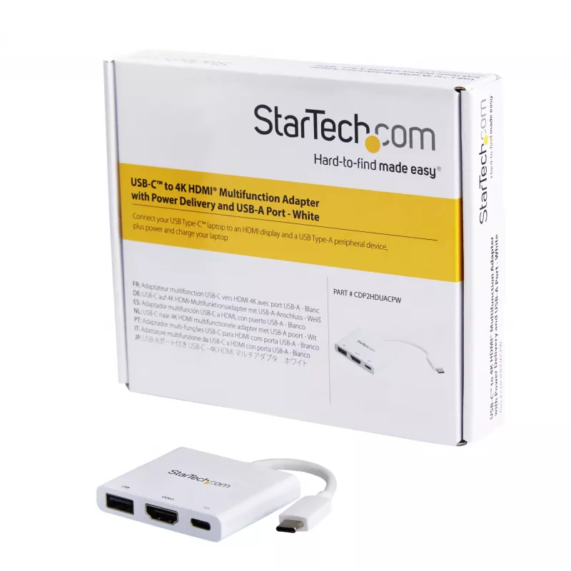 StarTech.com USB-C universali jungtis su HDMI – USB 3.0 prievadas – 60 W PD – balta