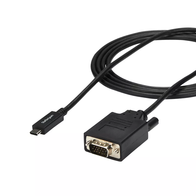 StarTech.com 6 pėdų/2 m USB-C į VGA kabelis - 1920x1200/1080p USB Type-C į VGA vaizdo aktyvusis adapterio kabelis - Suderinamas su Thunderbolt 3 - Nešiojamam kompiuteriui prie VGA monitoriaus/projektoriaus - DP Alt Mode HBR2