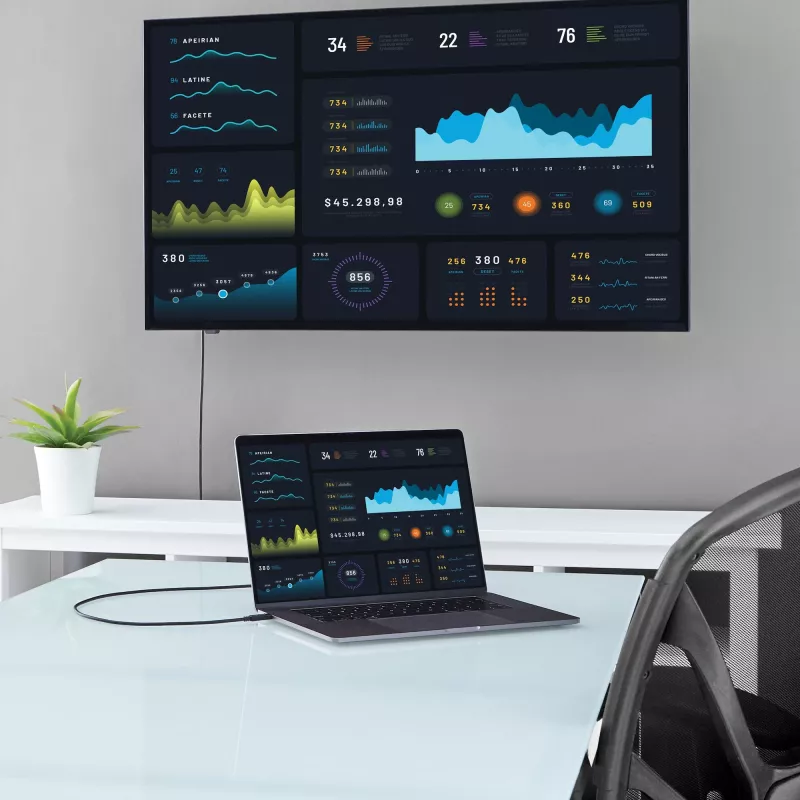 StarTech.com 6 pėdų/2 m USB-C į VGA kabelis - 1920x1200/1080p USB Type-C į VGA vaizdo aktyvusis adapterio kabelis - Suderinamas su Thunderbolt 3 - Nešiojamam kompiuteriui prie VGA monitoriaus/projektoriaus - DP Alt Mode HBR2