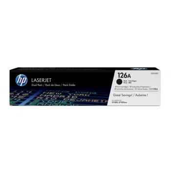 HP 126A 2 pakuotė juoda Originali LaserJet tonerių kasetė, 2400 puslapių, juoda, 2 vnt.