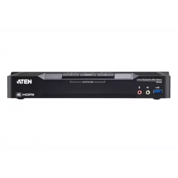 ATEN 2 prievadų 4K DisplayPort dviejų ekranų mini matricos beribis KVM komutatorius