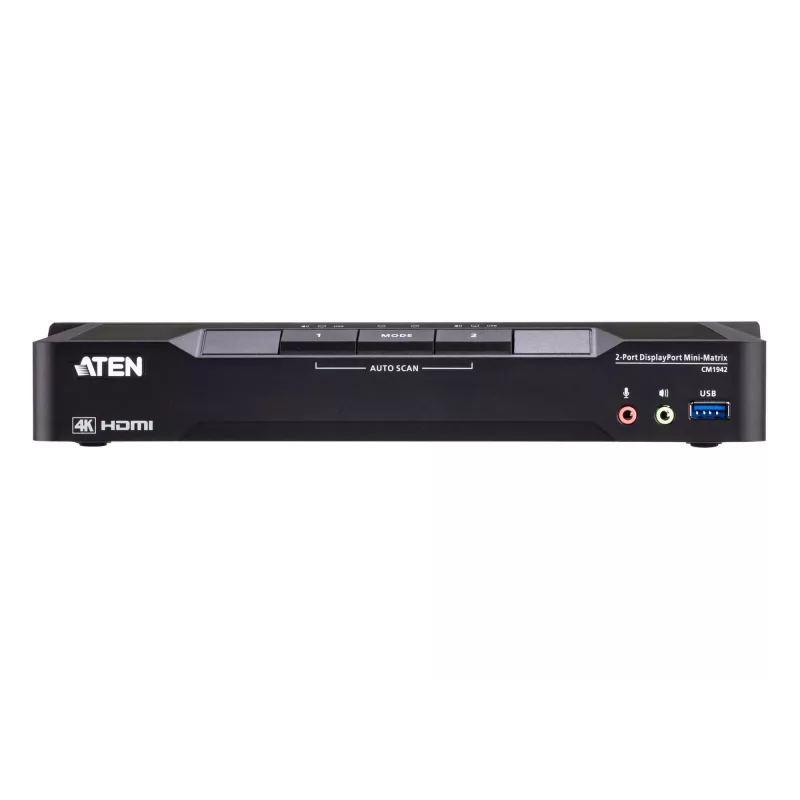 ATEN 2 prievadų 4K DisplayPort dviejų ekranų mini matricos beribis KVM komutatorius