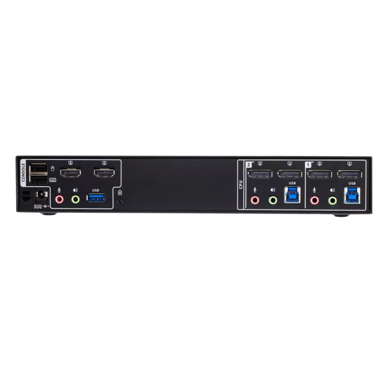 ATEN 2 prievadų 4K DisplayPort dviejų ekranų mini matricos beribis KVM komutatorius