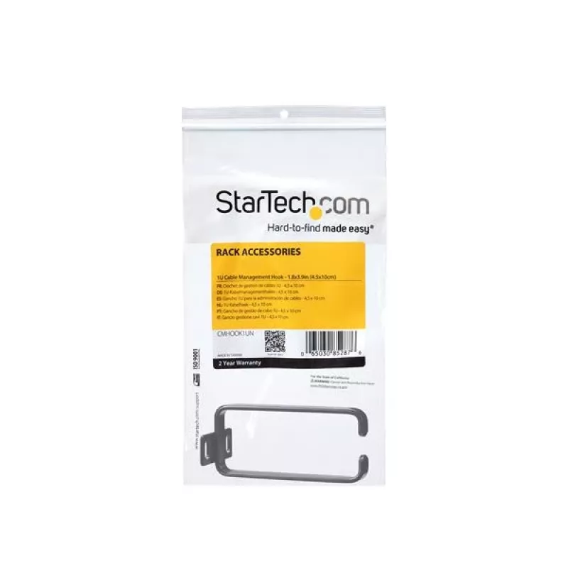 StarTech.com 1U vertikalus serverių stovo kabelių valdymo D-žiedas - 1,8x3,9 col. (4,5x10 cm)