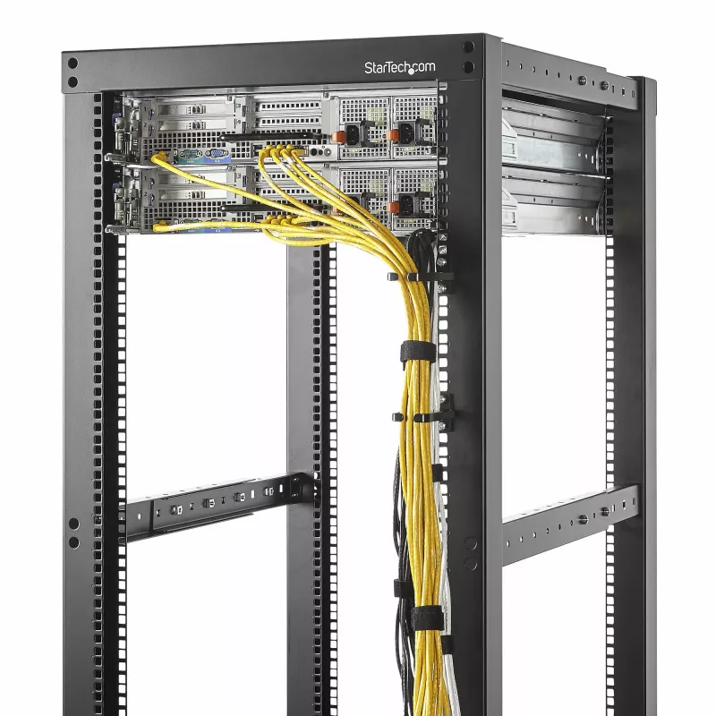 StarTech.com 5 vnt. pakuotė 1U vertikalaus kabelių tvarkymo D formos žiediniai laikikliai, kabelių tvarkyklė 19 inch serverių stelažams/spintoms, tinklo stelažų laidų organizatoriai, kabelių kreipiamieji žiedai