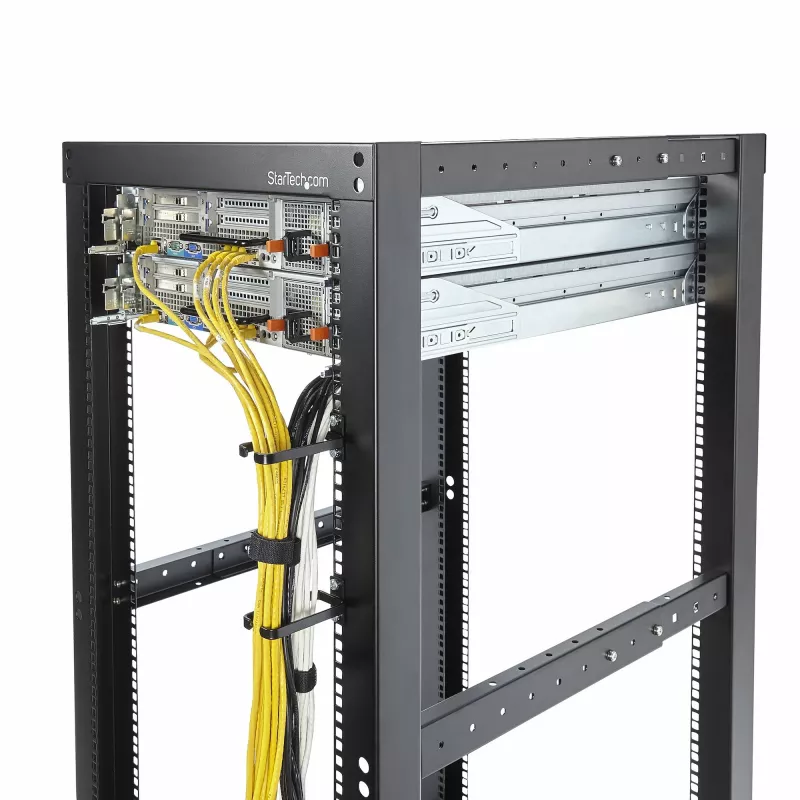 StarTech.com 5 vnt. pakuotė 1U vertikalaus kabelių tvarkymo D formos žiediniai laikikliai, kabelių tvarkyklė 19 inch serverių stelažams/spintoms, tinklo stelažų laidų organizatoriai, kabelių kreipiamieji žiedai