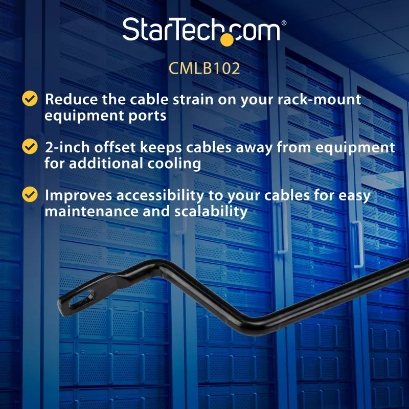 StarTech.com Horizontalūs kabelių suveržimo strypai su 2 colių poslinkiu stelažams - 10 vnt. pakuotė