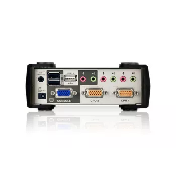ATEN 2 prievadų USB - PS/2 VGA KVM jungiklis su garsu ir USB 2.0 šakotuvu (KVM kabeliai komplekte)