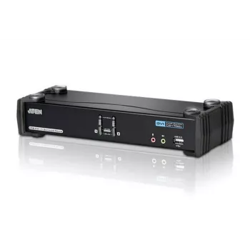 ATEN 2 prievadų USB DVI dvigubos jungties KVM jungiklis su garso ir USB 2.0 šakotuvu (su KVM laidais)