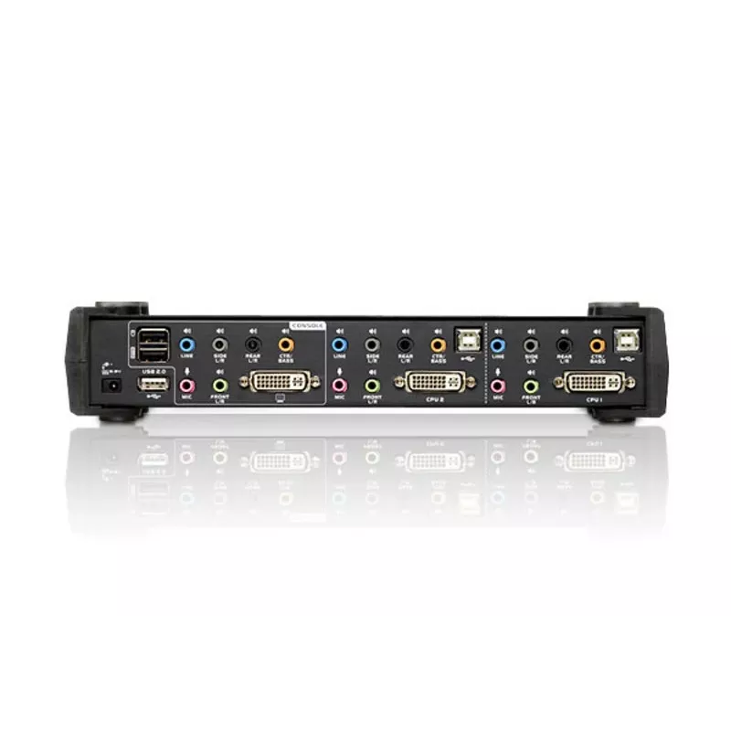 ATEN 2 prievadų USB DVI dvigubos jungties KVM jungiklis su garso ir USB 2.0 šakotuvu (su KVM laidais)