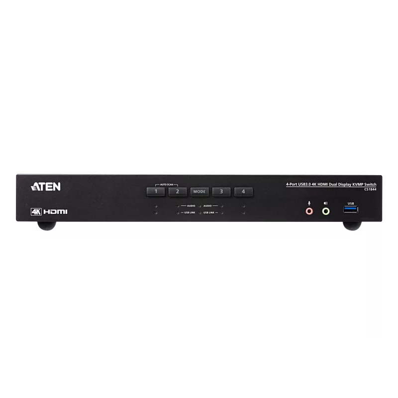 ATEN 4 prievadų USB 3.0 4K HDMI dviejų ekranų KVMP™ komutatorius, 4096 x 2160 pikselių, 4K Ultra HD, 4,42 W, juodas