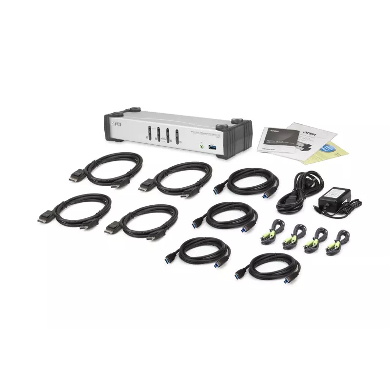 ATEN 4 prievadų USB 3.1 Gen 1 DisplayPort 1.1 KVMP™ komutatorius su garsiakalbiu (KVM kabeliai pridedami)