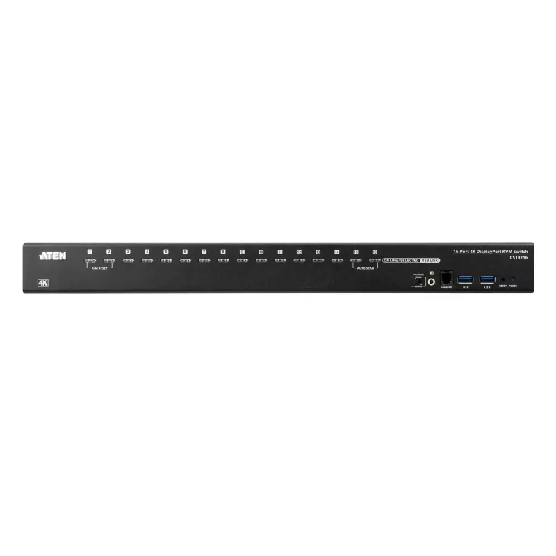 ATEN 16 prievadų USB 3.0 4K DisplayPort KVM jungiklis, 4096 x 2160 pikselių, 4K Ultra HD, 26,66 W, juodas