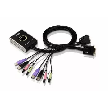 ATEN 2 prievadų USB DVI KVM jungiklis su garsu, 1920 x 1200 pikselių, WUXGA, 1,9 W, juodas