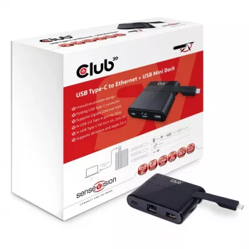 CLUB3D USB-C į eternetą + USB 3.0 + USB-C įkrovimo mini dokas