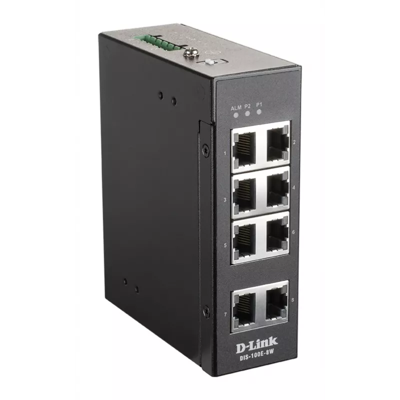 D-Link 8 prievadų nevaldomas pramoninis komutatorius su 8 x 10/100 BaseT(X) prievadais