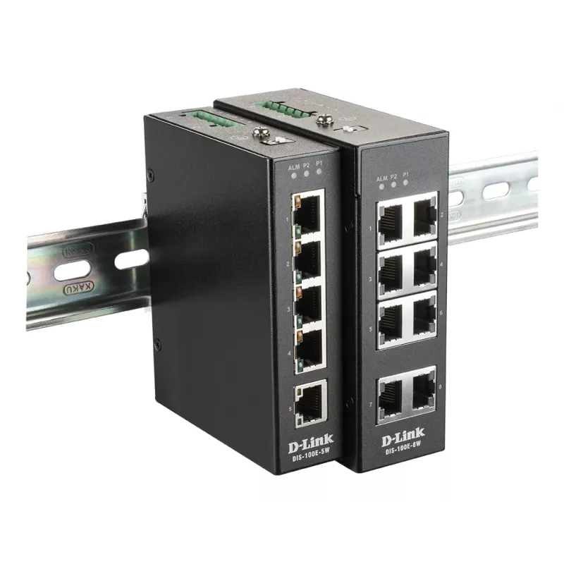 D-Link 8 prievadų nevaldomas pramoninis komutatorius su 8 x 10/100 BaseT(X) prievadais