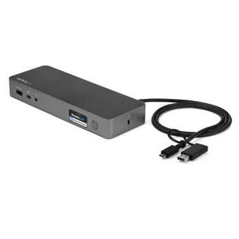 StarTech.com universali nešiojamojo kompiuterio dokų stotelė, hibridinė USB-C ir USB-A, dviguba 4K DP ir HDMI, 60W PD, Mac / Windows / Chrome OS, 4x USB 5Gbps šakotuvas, GbE