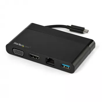 StarTech.com USB-C universalių jungčių adapteris su HDMI, VGA, Gigabit Ethernet ir USB 3.0 - USB-C į 4K HDMI arba 1080p VGA išvesties mini dokas - USB Type-C kelioninė dokinė stotelė USB-C nešiojamiesiems kompiuteriams
