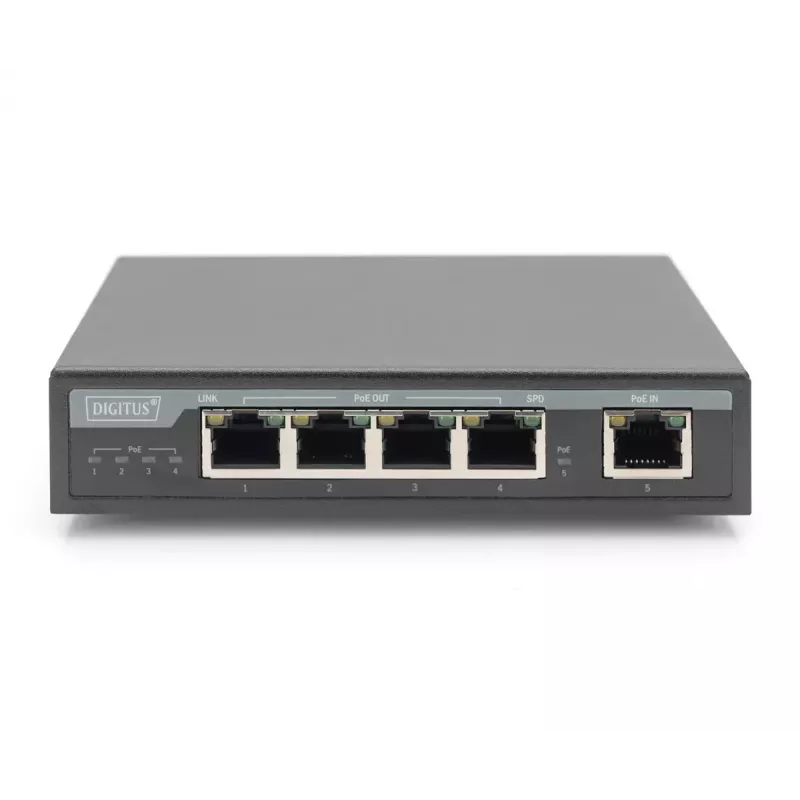 Digitus 4 prievadų Gigabit 4PPoE plėtiklis 802.3at 60W Juodas