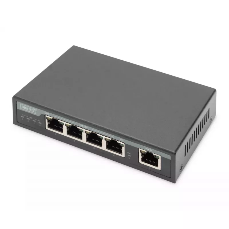 Digitus 4 prievadų Gigabit 4PPoE plėtiklis 802.3at 60W Juodas