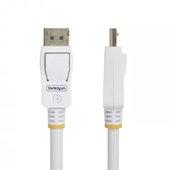 StarTech.com 3 m baltas VESA sertifikuotas DisplayPort 1.2 laidas, 4K 60 Hz, 21,6 Gbps, fiksuojamosios DP jungtys, DP 1.2 DisplayPort laidas, DP monitoriaus laidas, M/M