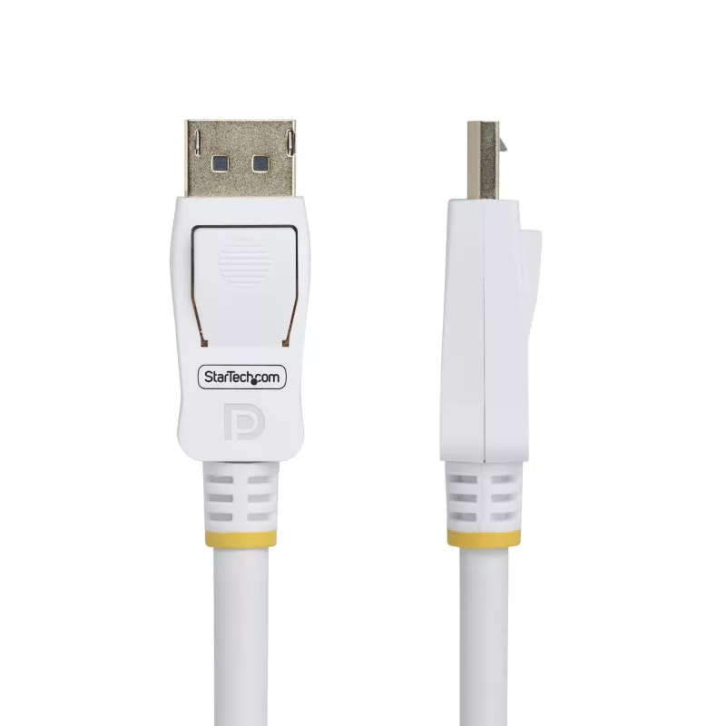 StarTech.com 3 m baltas VESA sertifikuotas DisplayPort 1.2 laidas, 4K 60 Hz, 21,6 Gbps, fiksuojamosios DP jungtys, DP 1.2 DisplayPort laidas, DP monitoriaus laidas, M/M