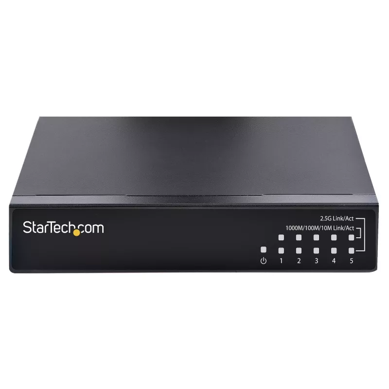 StarTech.com Nevaldomas 2,5G komutatorius - 5 prievadų gigabitinis komutatorius - 2,5GBASE-T nevaldomas eterneto komutatorius - eterneto skirstytuvas - DIN bėgelio arba sieninis montavimas - kelių gigabitų - Auto-MDIX - 9K Jumbo