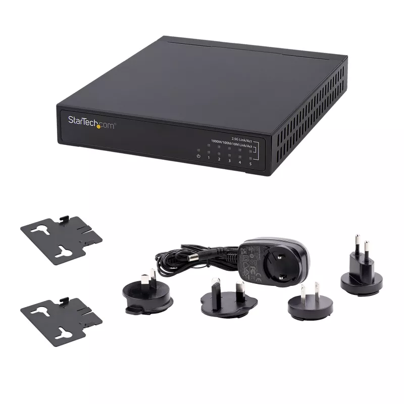 StarTech.com Nevaldomas 2,5G komutatorius - 5 prievadų gigabitinis komutatorius - 2,5GBASE-T nevaldomas eterneto komutatorius - eterneto skirstytuvas - DIN bėgelio arba sieninis montavimas - kelių gigabitų - Auto-MDIX - 9K Jumbo