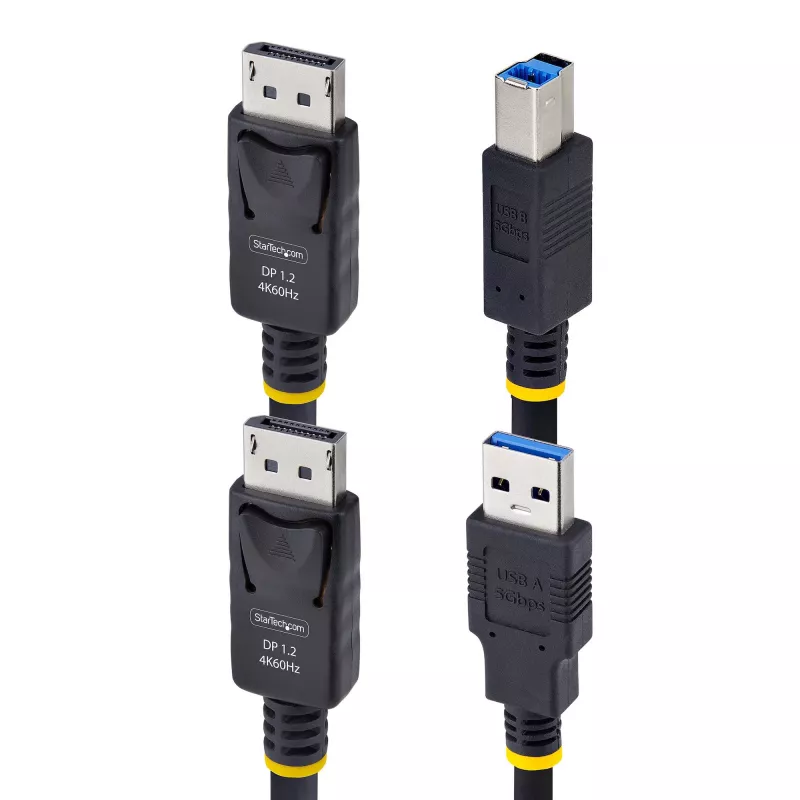 StarTech.com 1,8 m DisplayPort ir USB 5 Gbps KVM laidas, 4K 60Hz, universaliai suderinamas DP 1.2/USB 3.0 kombinuotas laidas KVM komutatoriams