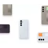 Dėklas Samsung Galaxy S24+ šviesiai mėlynas vienspalvis stalinis stovas