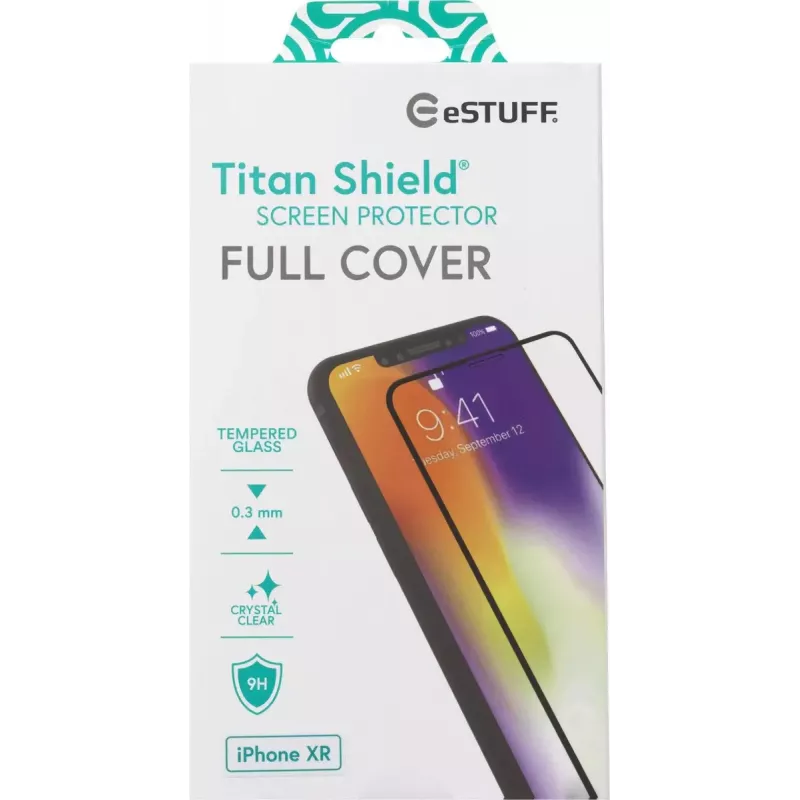 eSTUFF Apple iPhone XR visiškai dengiantis ekrano apsauginis stiklas