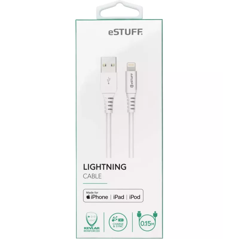 eSTUFF ES601004 lightning laidas 0,15 m baltas