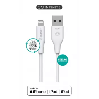 Lightning laidas eSTUFF ES601170 1m USB A 2.4A 5V Baltas