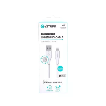 Lightning laidas eSTUFF ES601270 2m baltas 2.4A