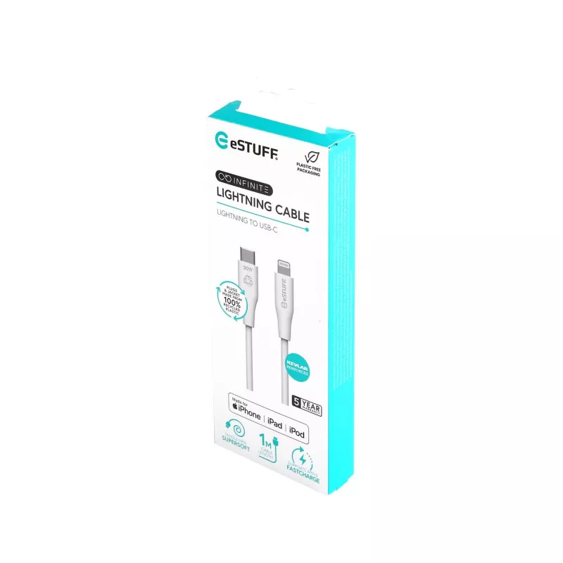 Lightning laidas eSTUFF ES602170 1 m USB-C 2,4 A 5 V GRS sertifikuotas
