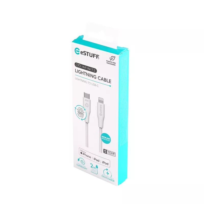 Lightning laidas eSTUFF ES602270 3 m USB-C 2,4 A baltas