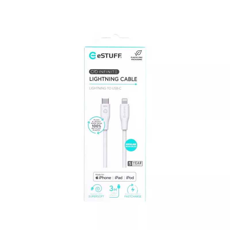 Lightning laidas eSTUFF ES602370 3m USB C 2.4A 5V