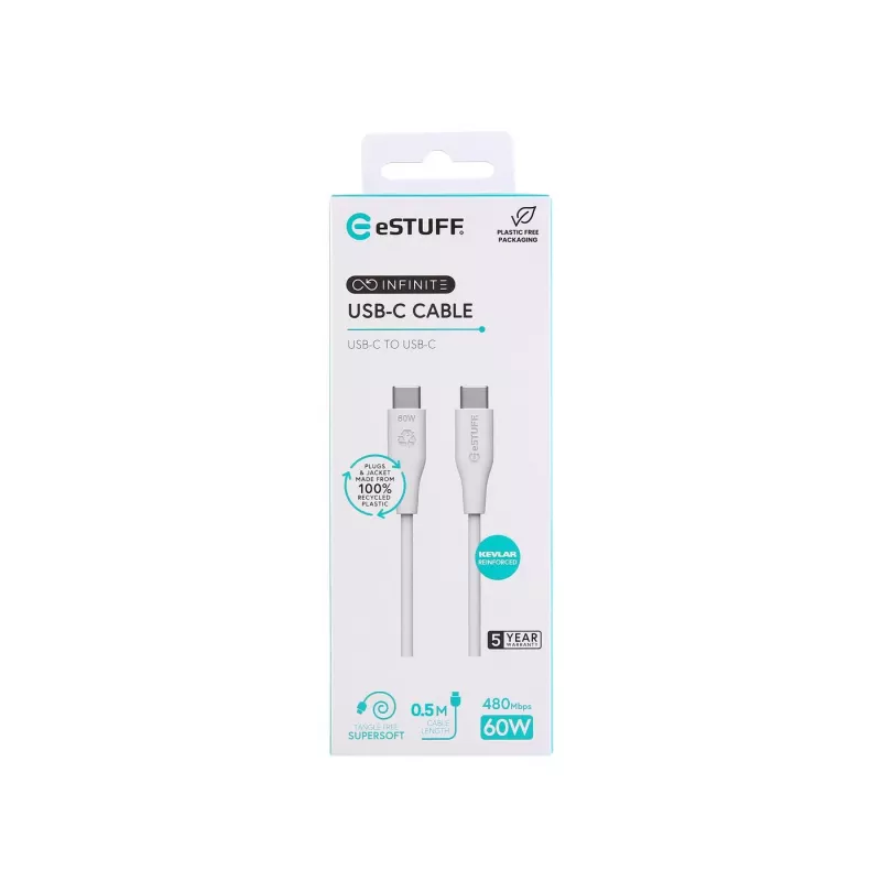 eSTUFF ES604070 USB laidas USB 2.0 0,5 m USB C Baltas