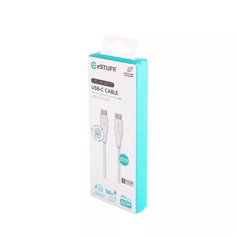 eSTUFF ES604070 USB laidas USB 2.0 0,5 m USB C Baltas