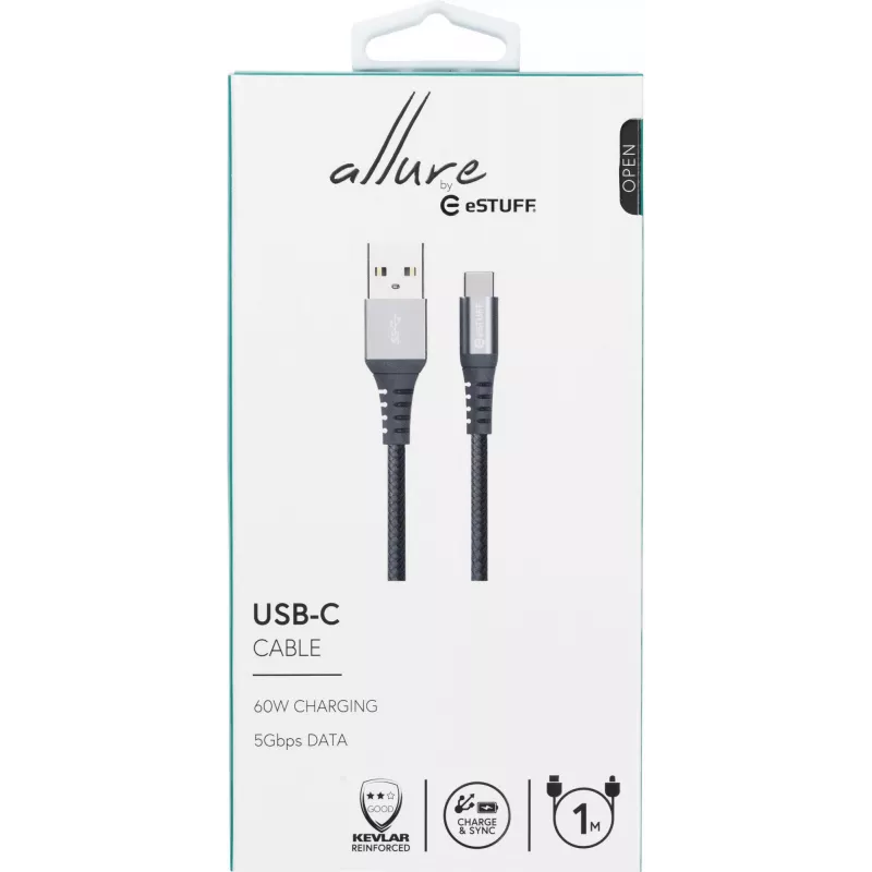eSTUFF ES605151 USB laidas USB 3.2 Gen 1 (3.1 Gen 1) 1 m USB C USB A Pilka